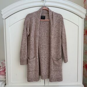 Abercrombie Light Pink and Gray Knit Cardigan